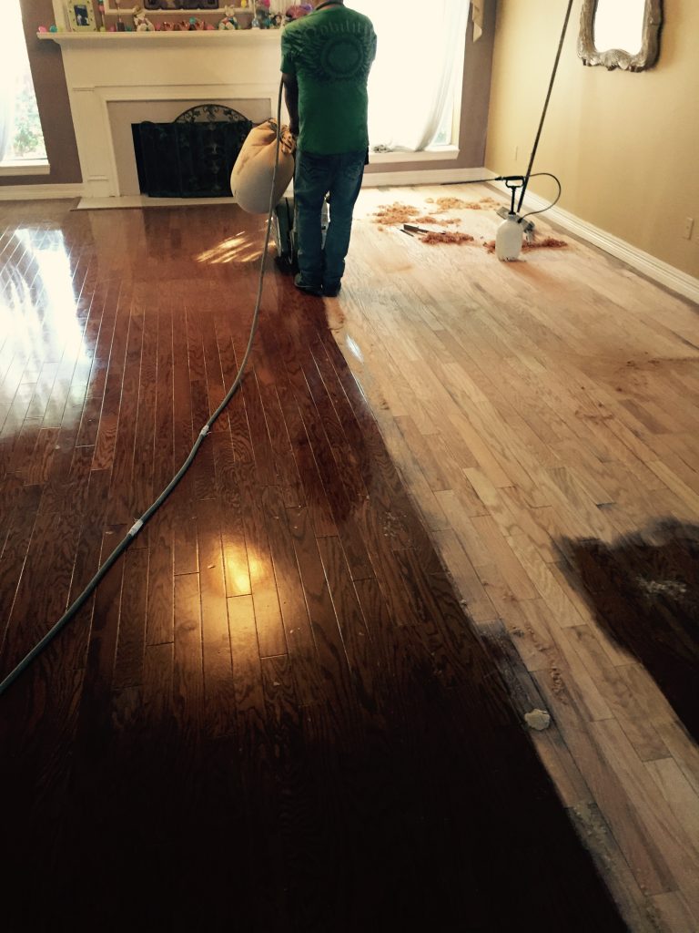 A Recent Hardwood Floor Refinish Client In Fort Worth   Sanding Hardwoods 768x1024 